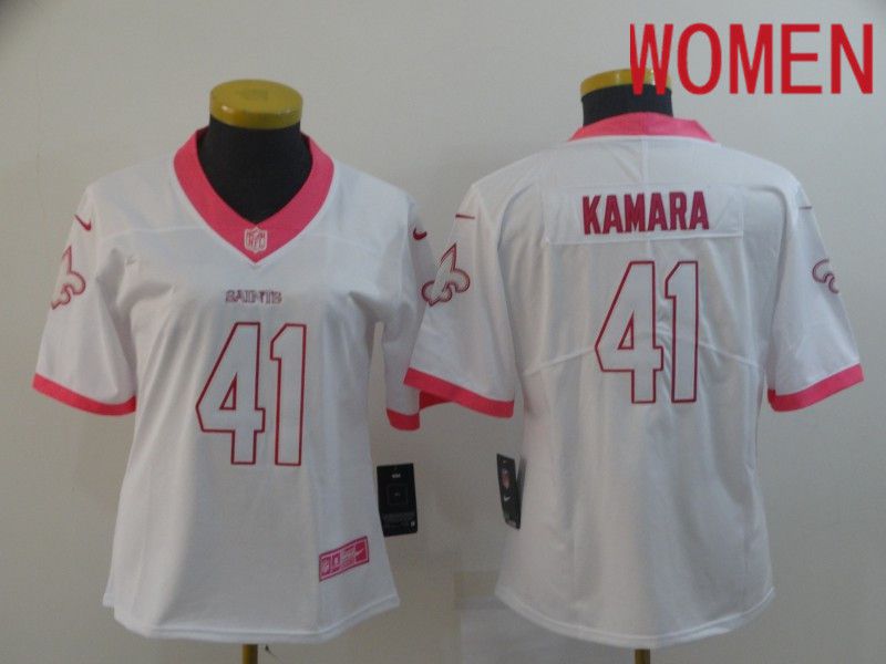 Women New Orleans Saints #41 Kamara White pink Nike Vapor Untouchable Limited Player NFL Jerseys